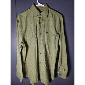 Banana Republic Men's Green & Yellow Striped Size M 100% Cotton Dress Shirt